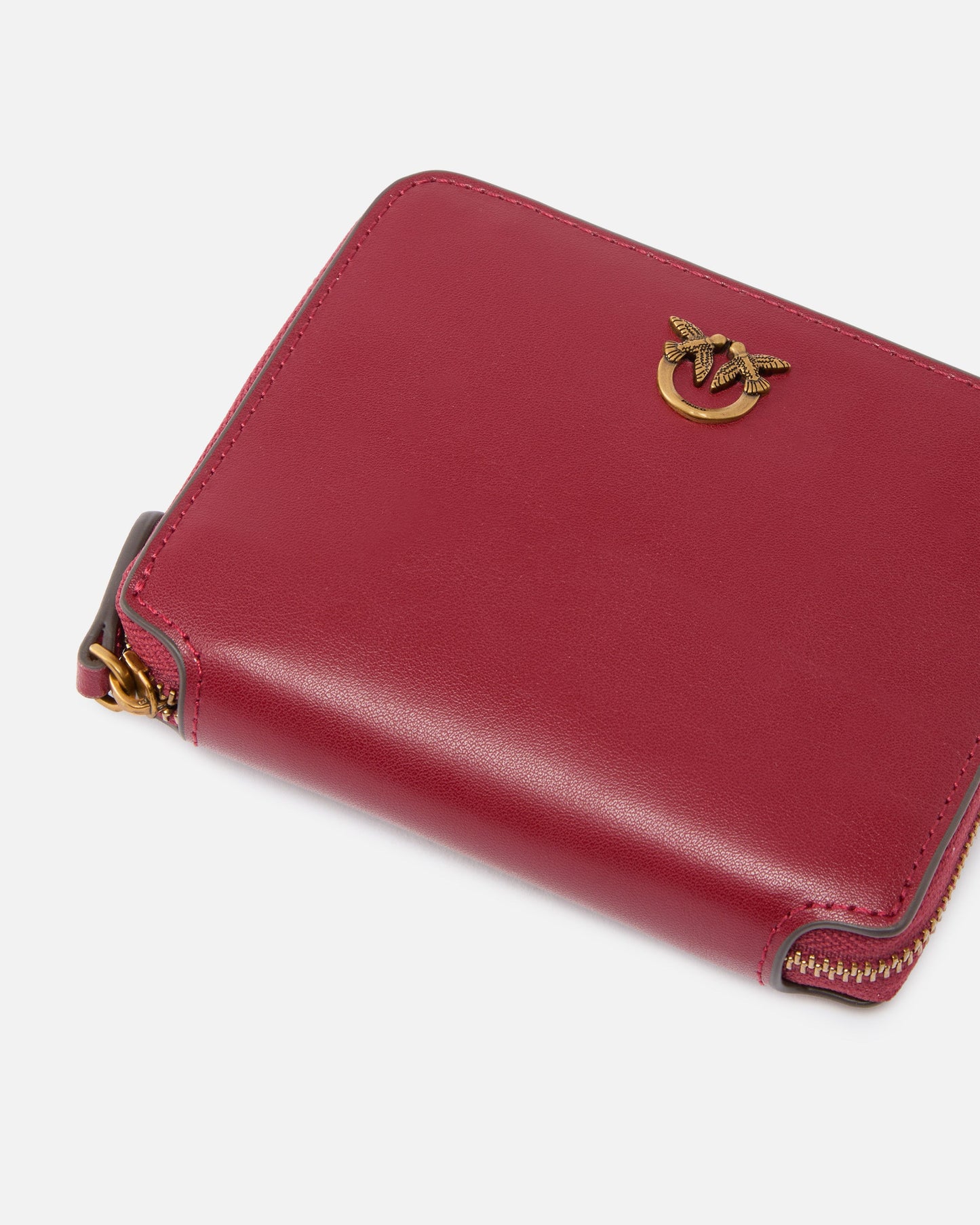 Square leather zip-around purse