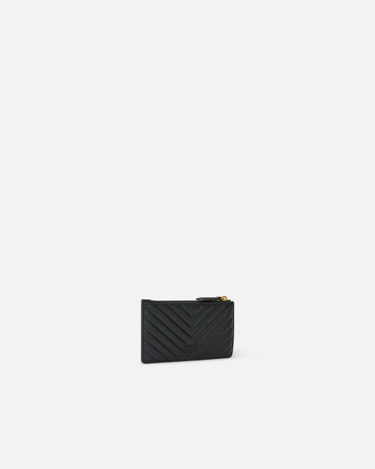 Zipped chevron-patterned card holder