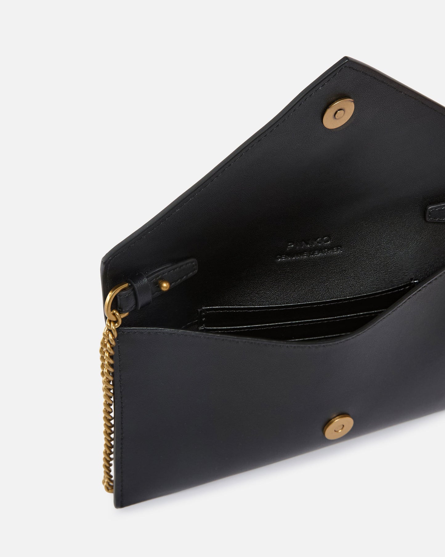 Small smooth leather envelope clutch bag with Love Birds logo