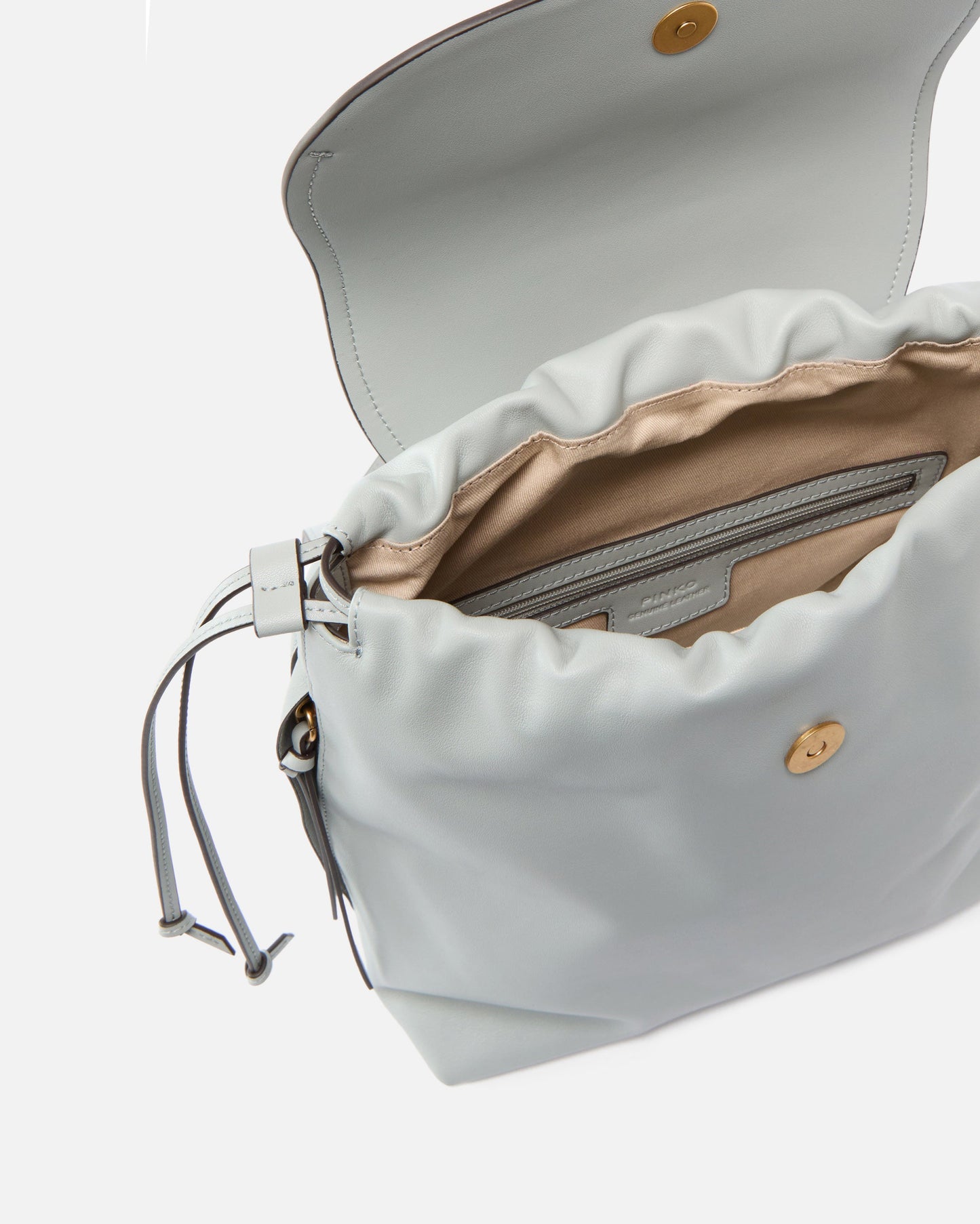 Medium Saddle Backpack in leather with logo rings