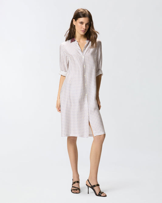 Midi shirt dress with tie print