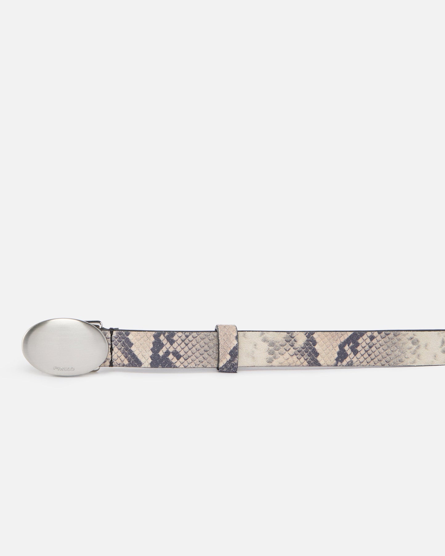 Python-print belt with oval buckle, 2 cm