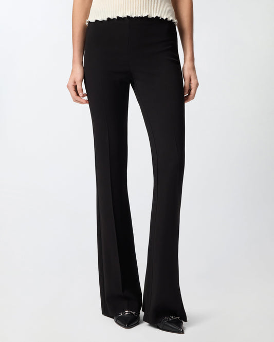 Flared trousers with pressed pleat detail