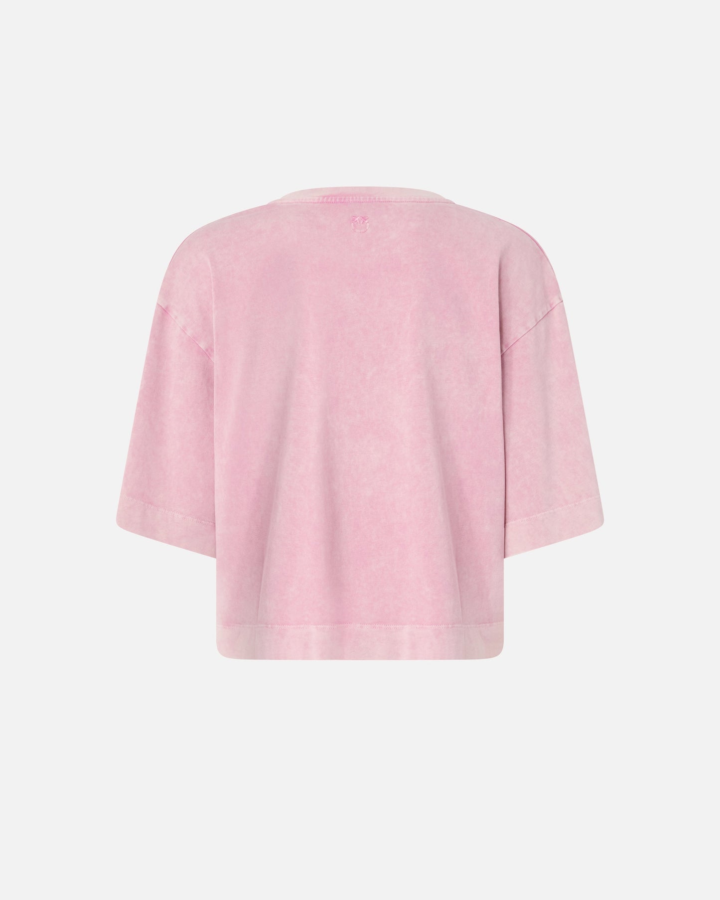 Cropped T-shirt with logo distressed embroidery