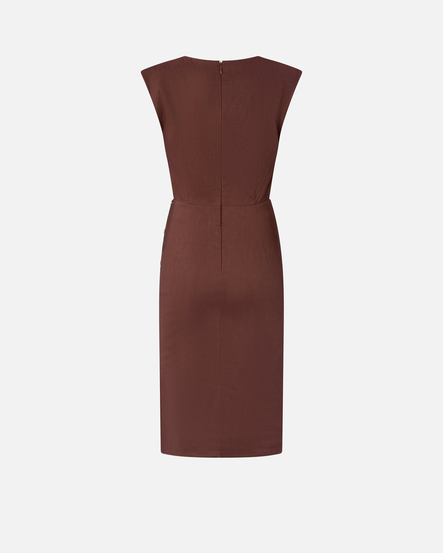 Slim-fitting calf-length dress in linen
