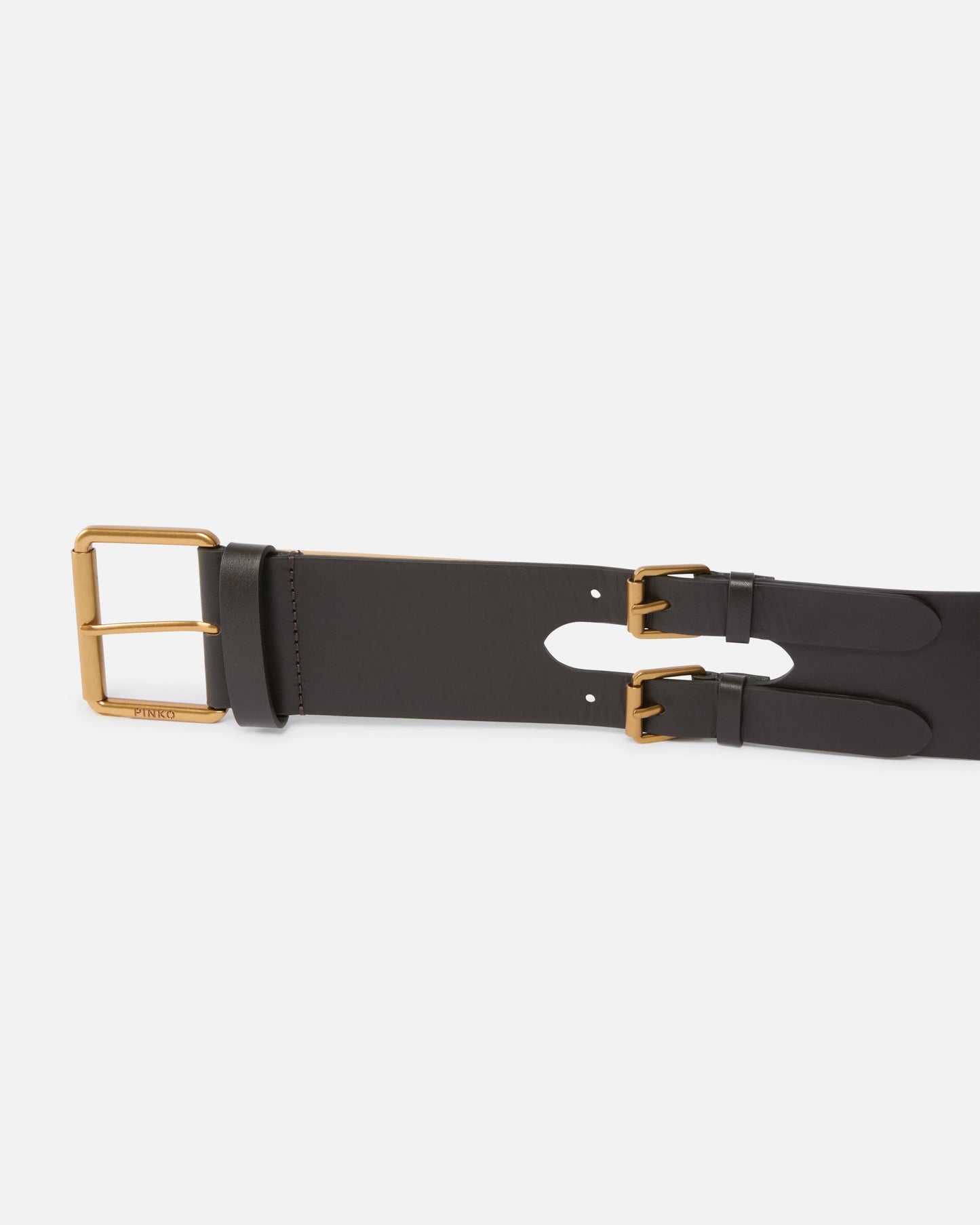 Smooth leather belt with straps, 6 cm