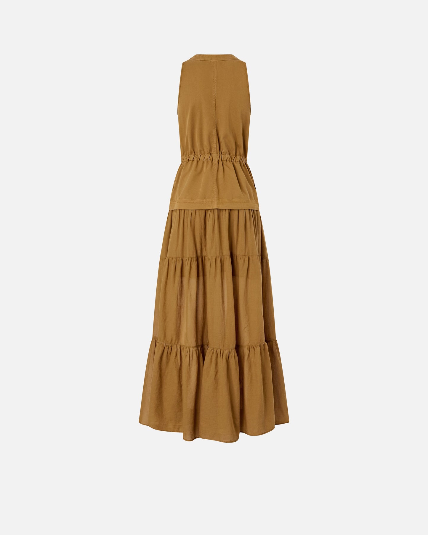Long cotton dress with flounce and ribbons