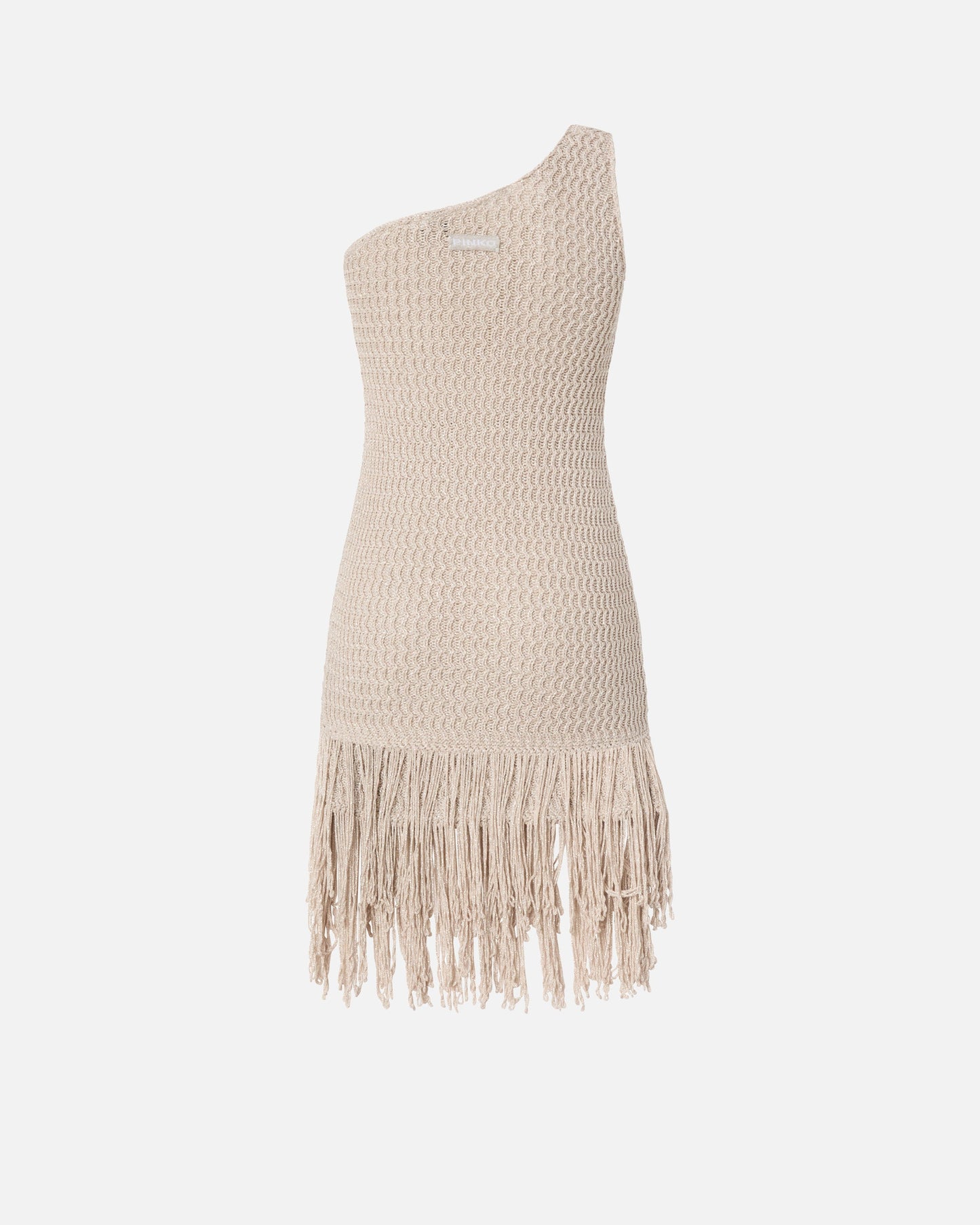One-shoulder mini dress with fringing