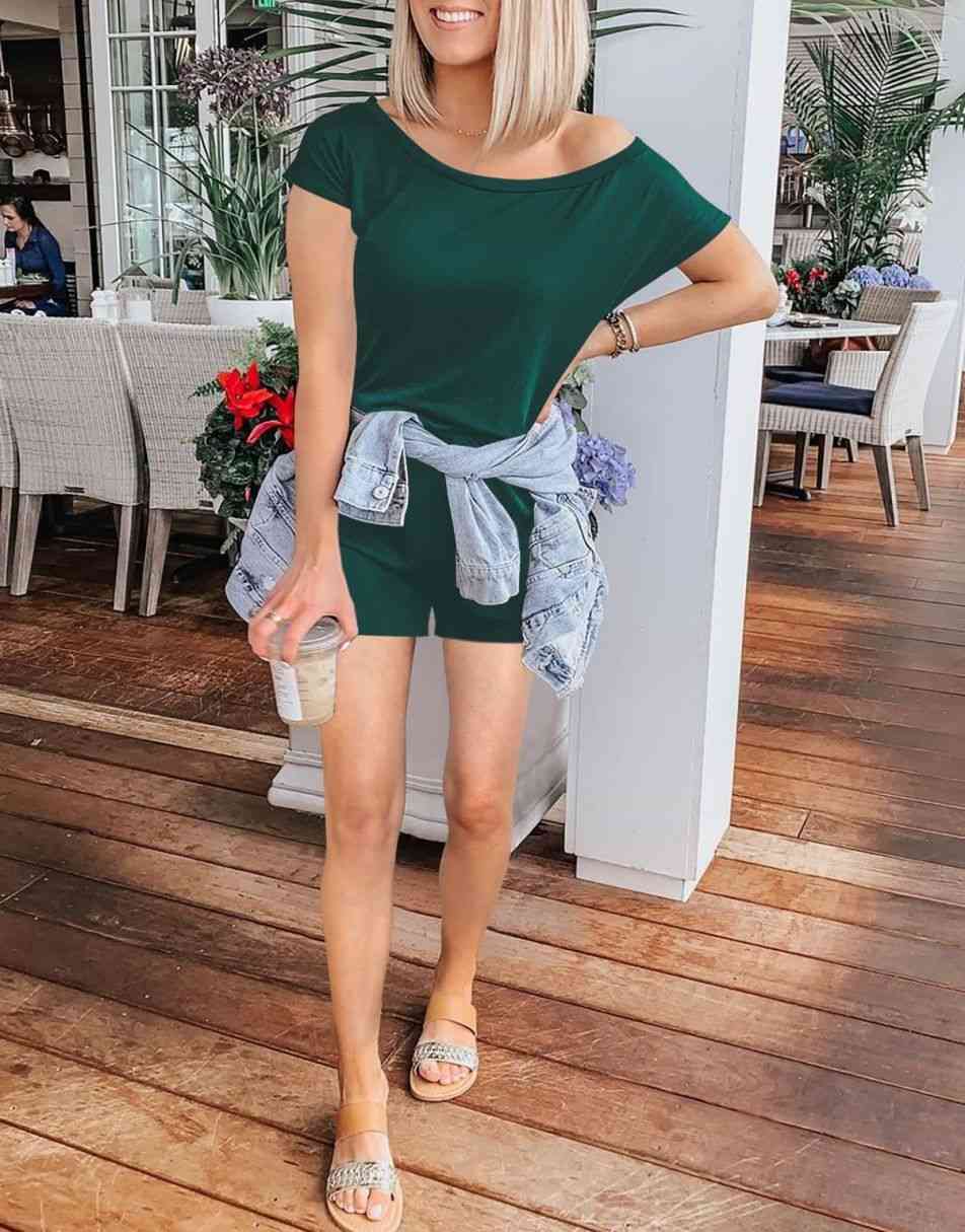 ANRABESS Lässiger Off-Shoulder-Overall mit elastischer Taille und Stretch-Stoff