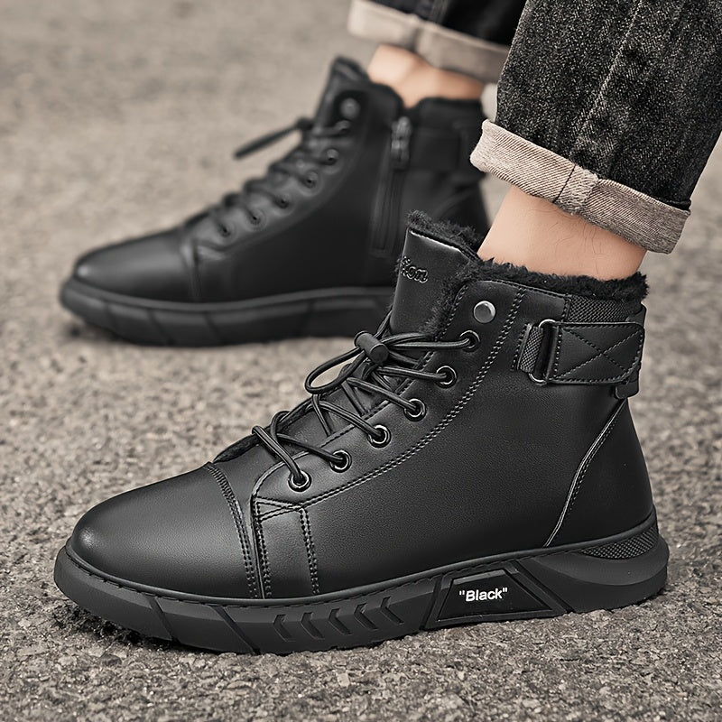 Men's Genuine Leather Boots | Casual & Versatile | Waterproof & Fleece-Lined