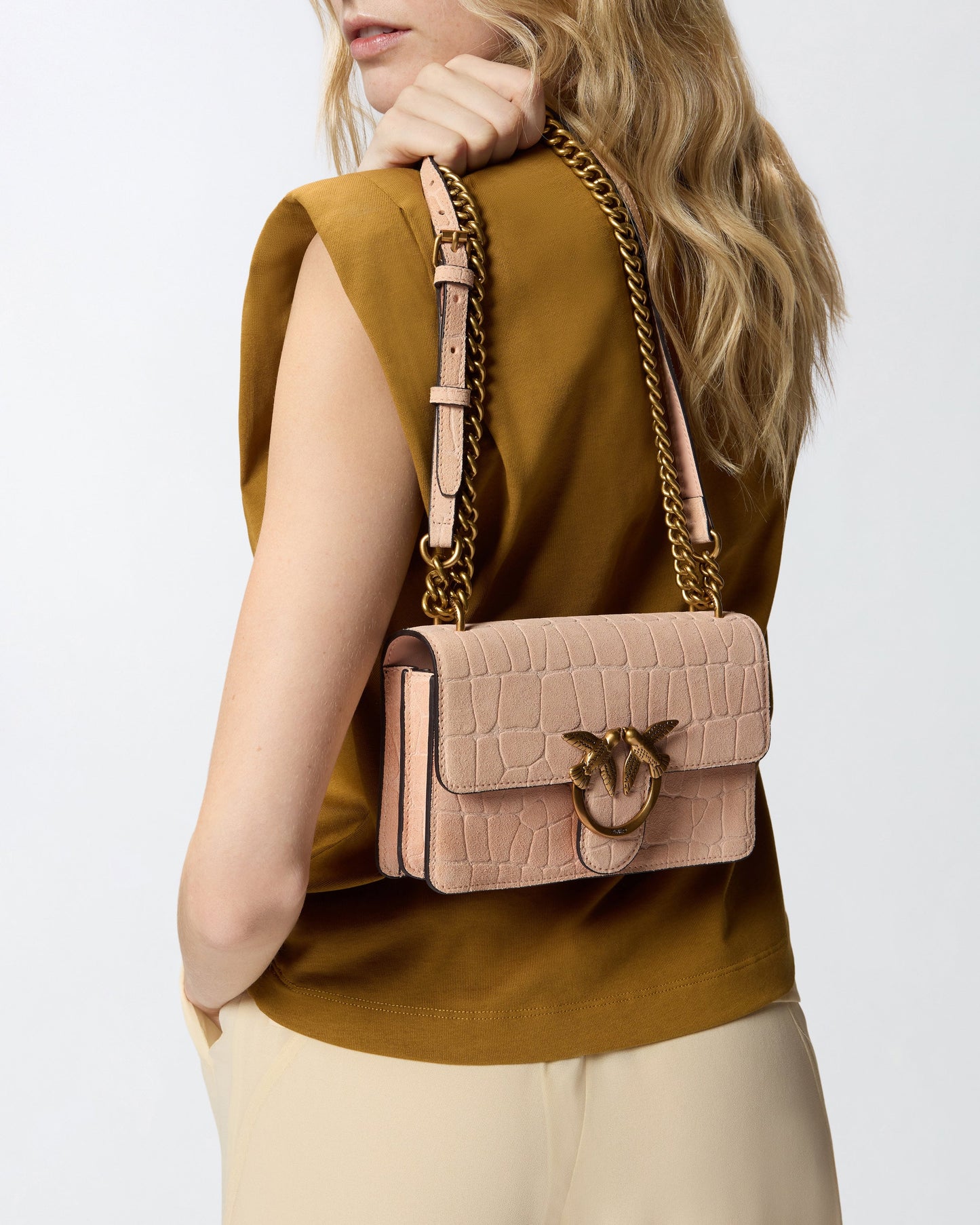 Mini Love Bag One small crossbody bag in crocodile-print leather