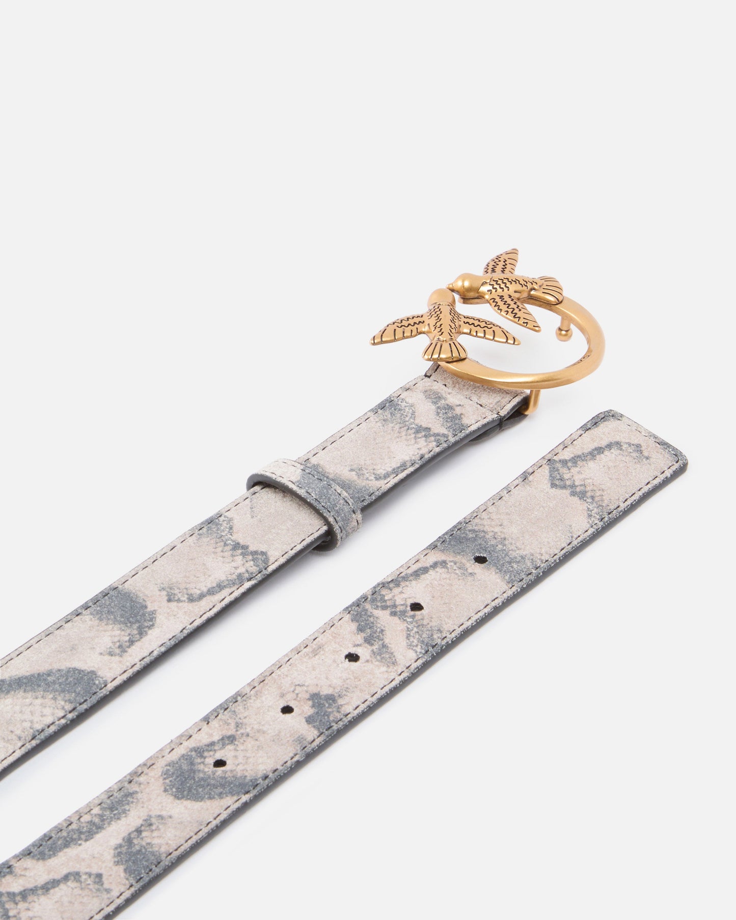Python-print belt with Love Birds buckle, 3 cm
