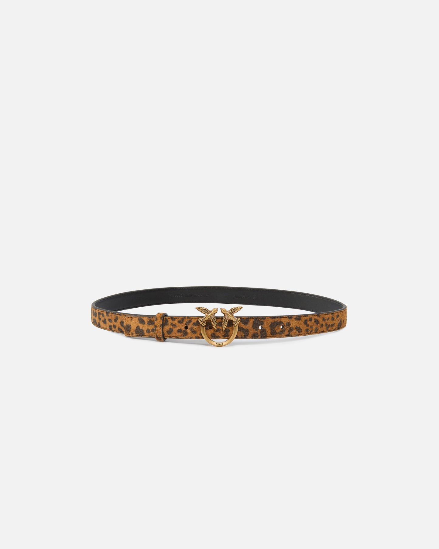 Leopard-print belt with Love Birds buckle, 2 cm