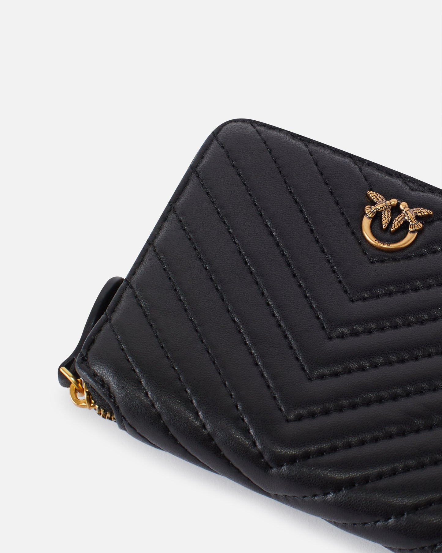 Square quilted nappa leather zip-around purse