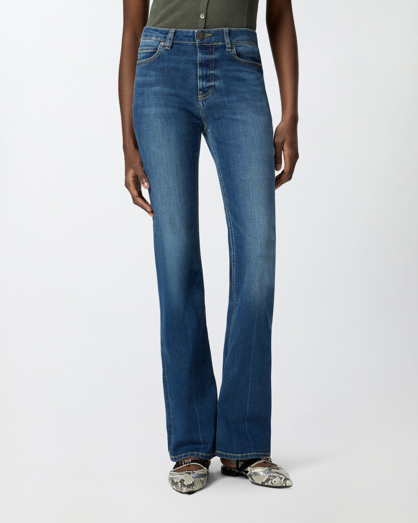Flared stretch denim jeans