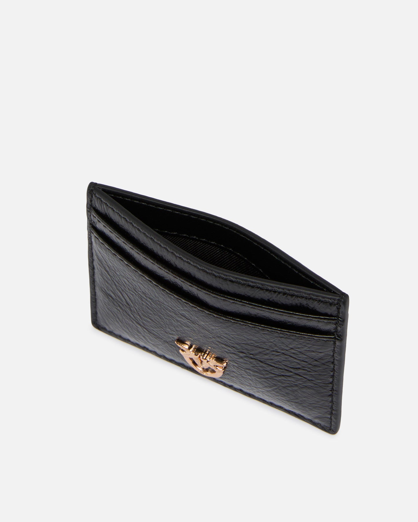 Card holder in shiny leather with logo