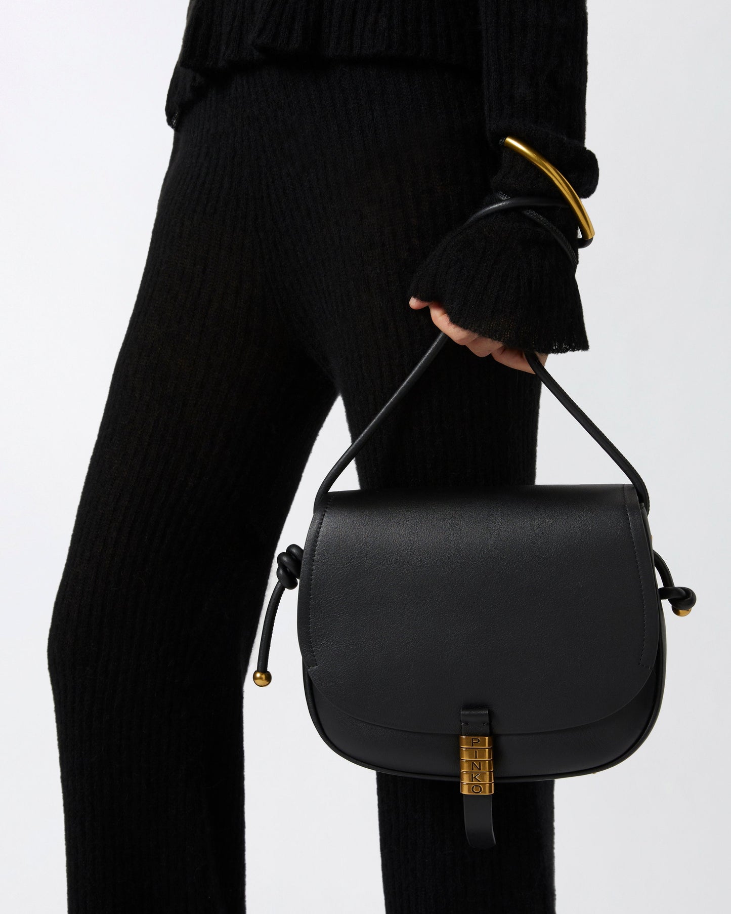 Large leather crossbody bag with knots