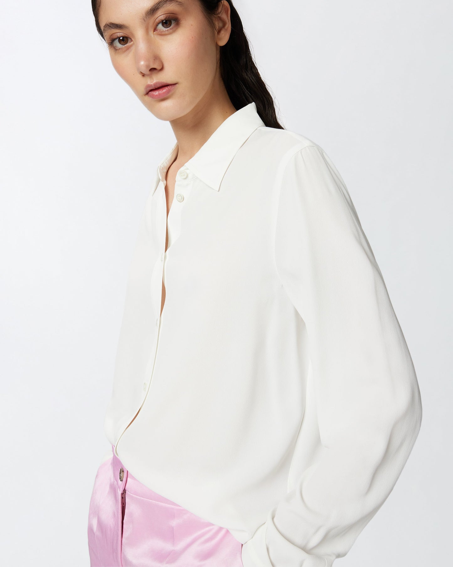 Shirt in silk-blend crepe de Chine