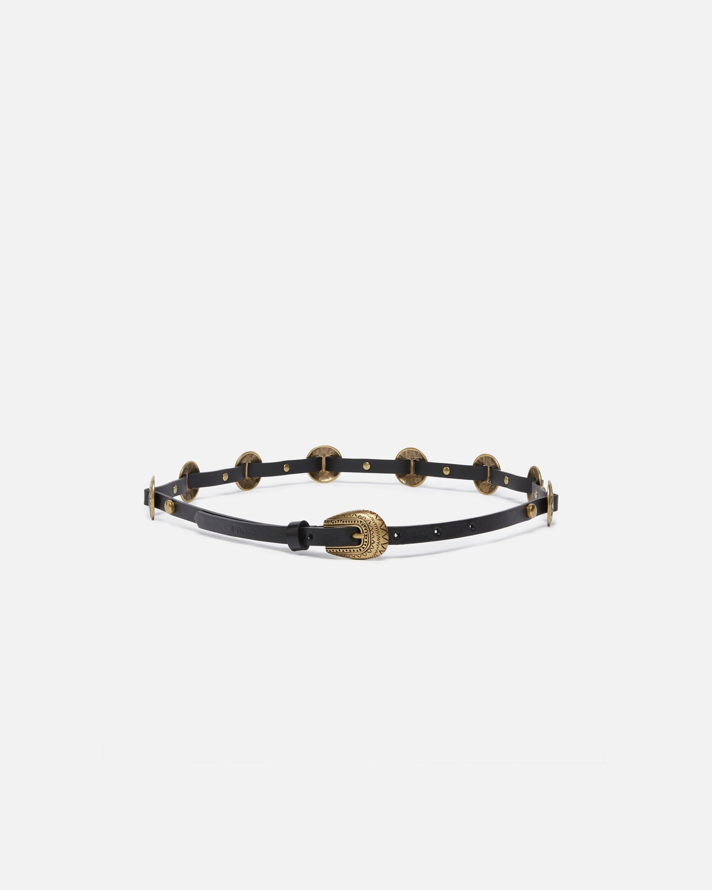 Thin belt with engraved metal plates 1cm