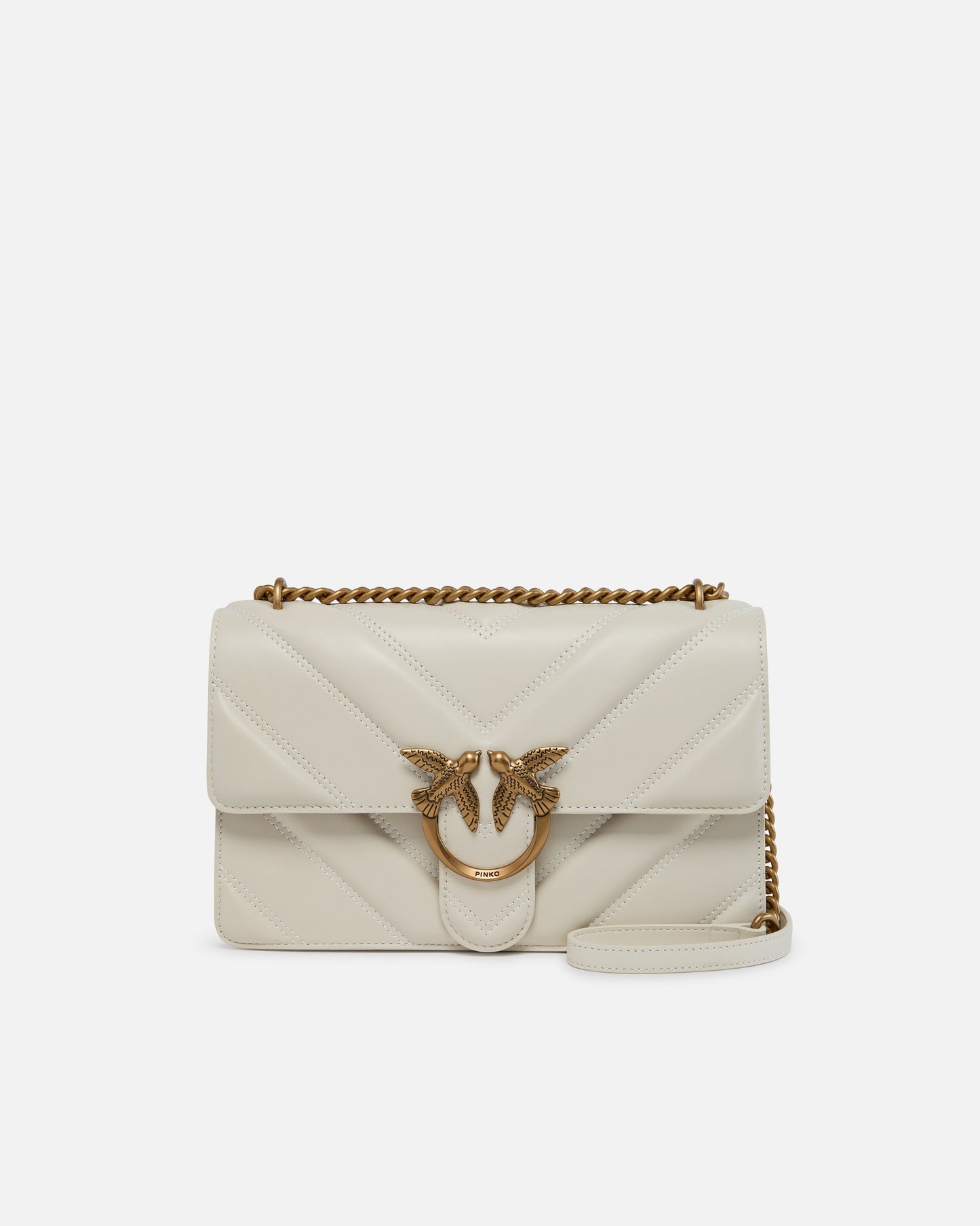 Medium Love Bag pebbled leather crossbody bag with V-shaped pattern and logo