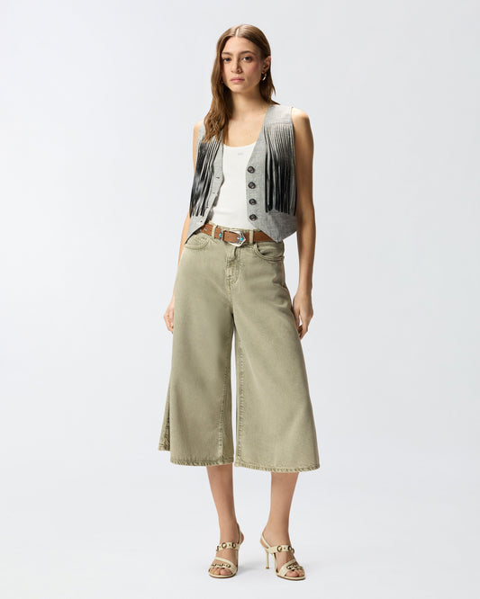 Long denim Bermuda shorts