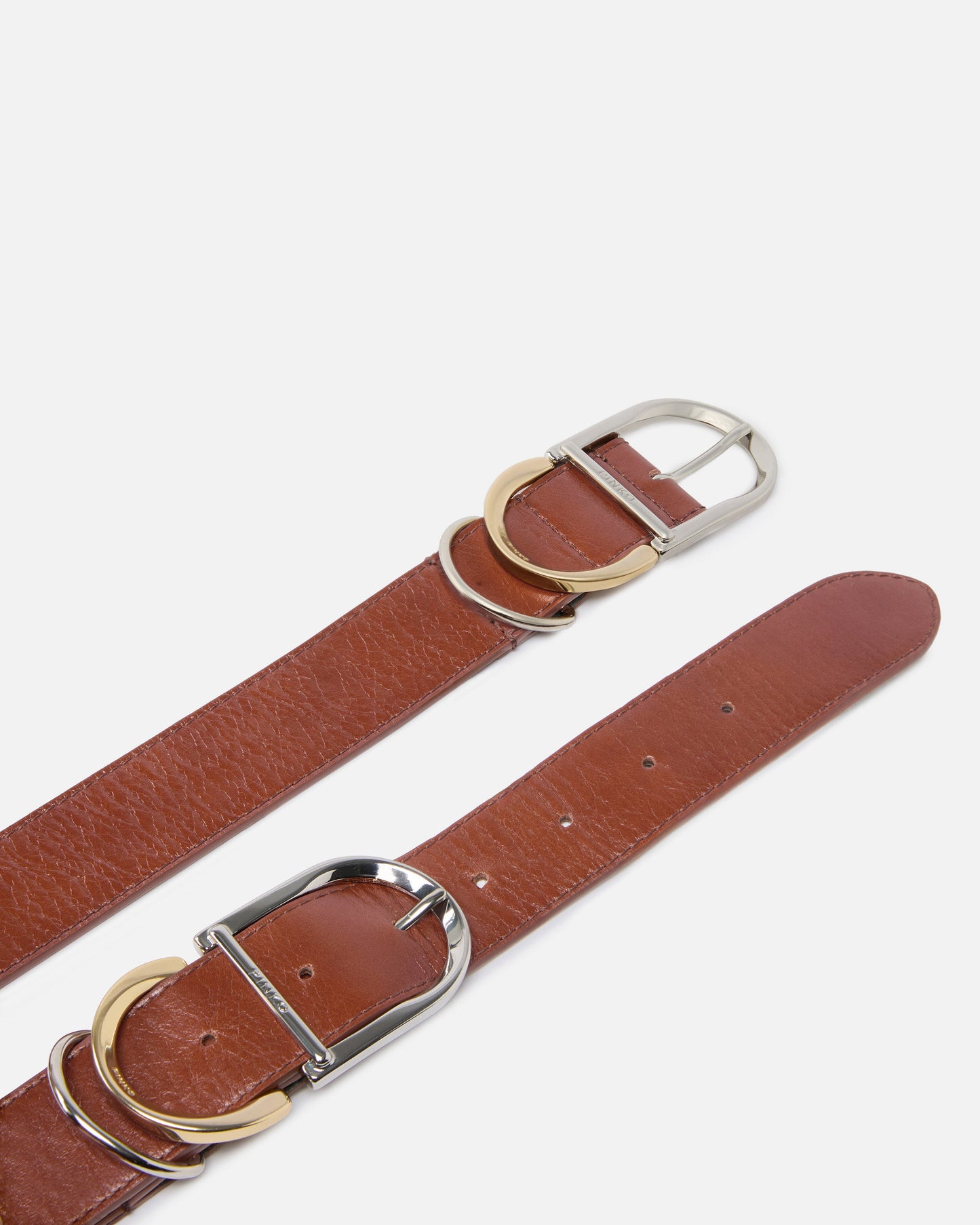 Shiny leather belt with metal loops, 4 cm
