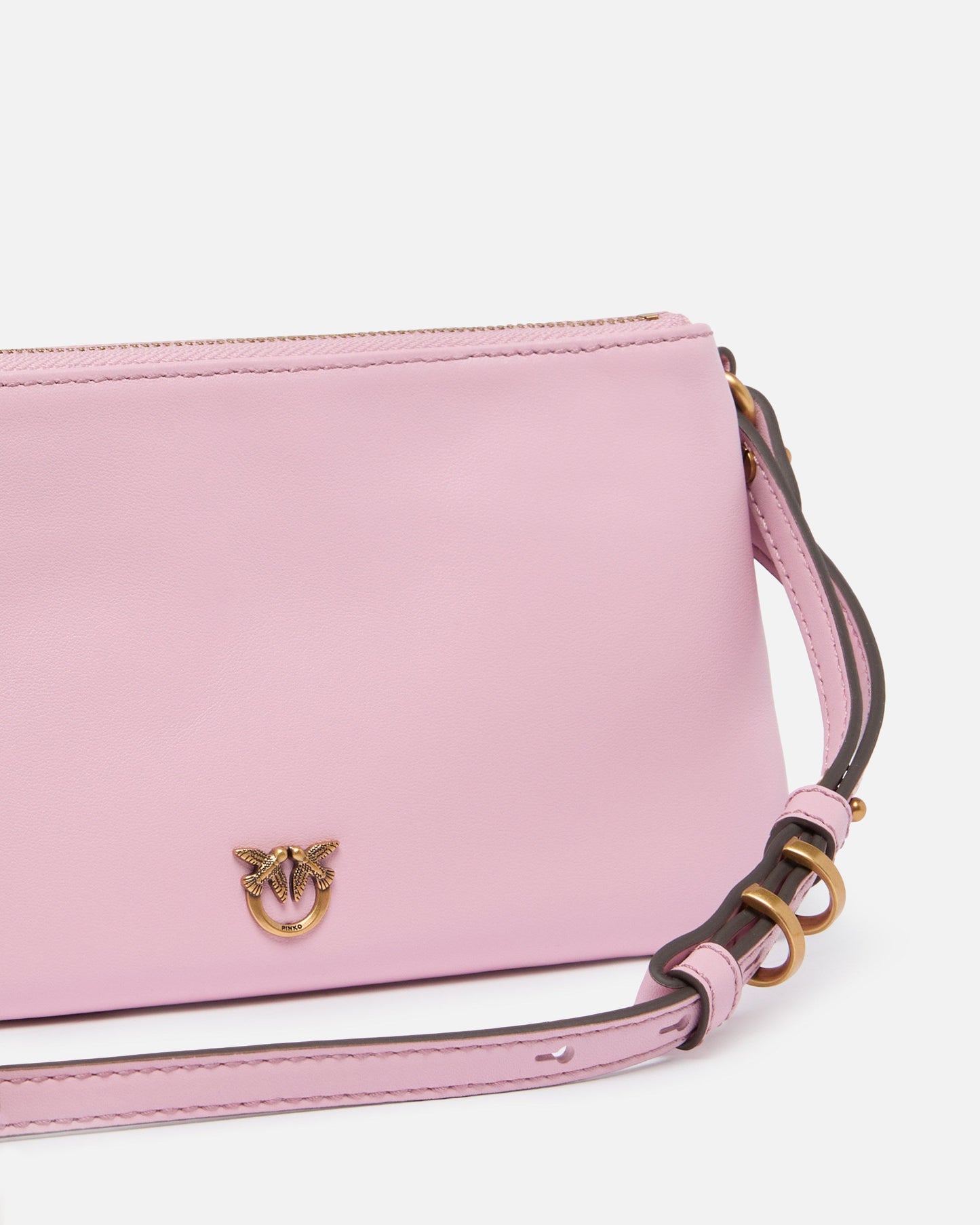 Leather Mini Double Bag with shoulder strap
