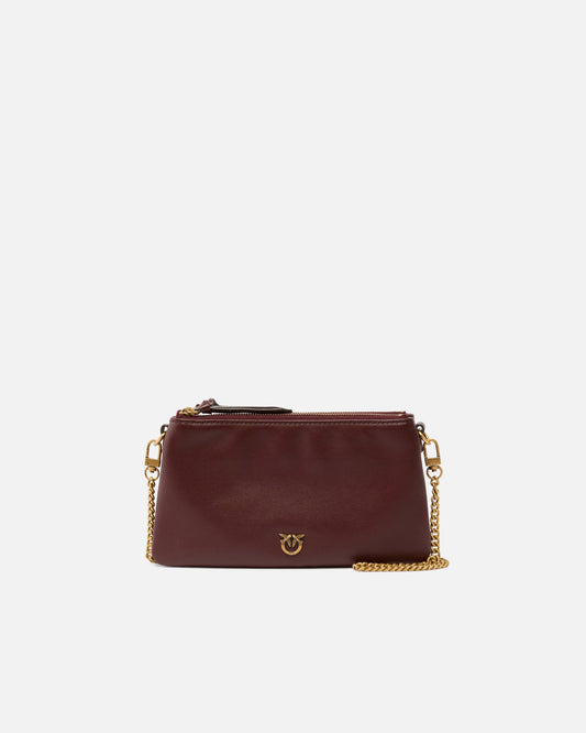 Leather Mini Double Bag with shoulder strap