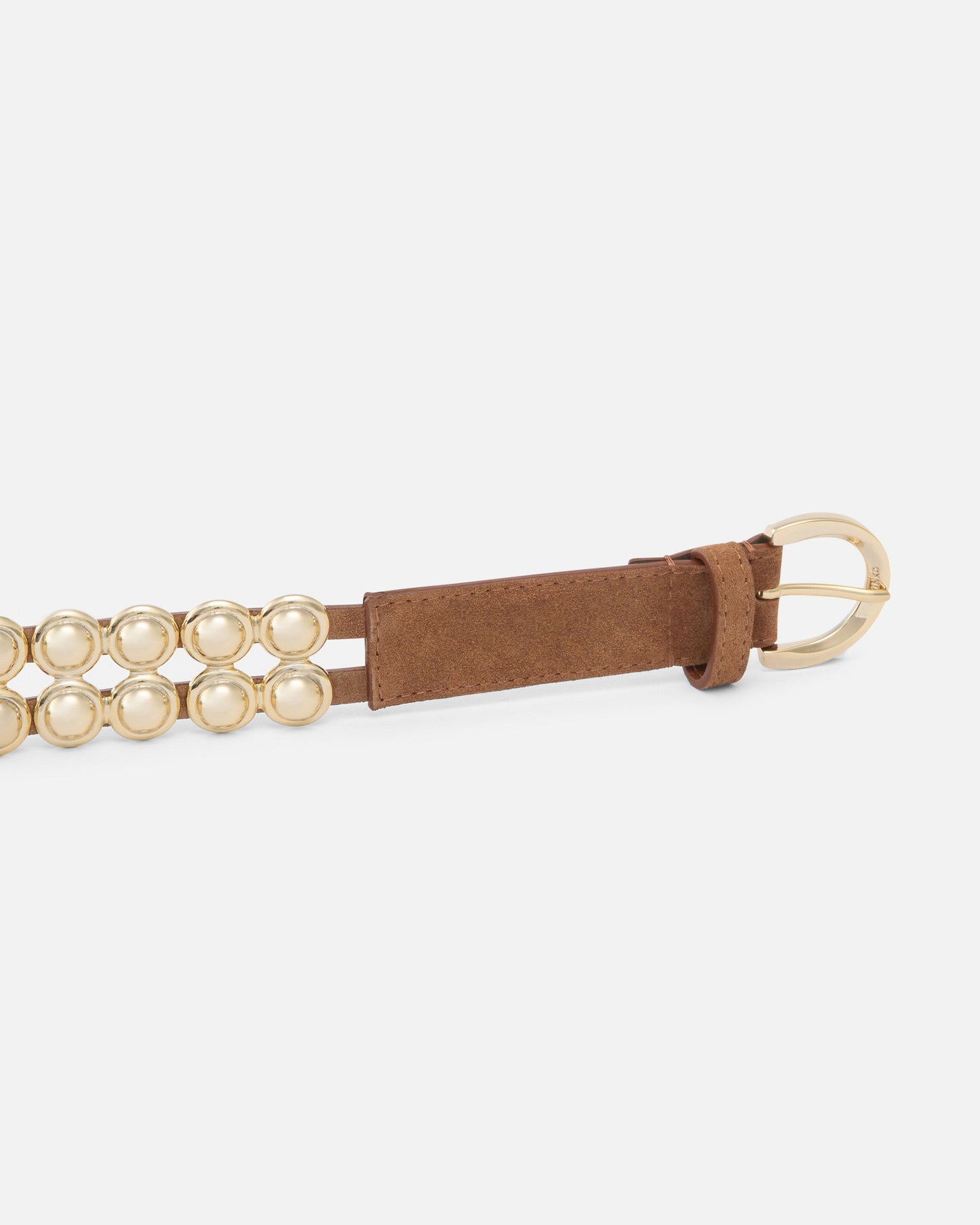 Leather belt with metal embellishments, 3 cm