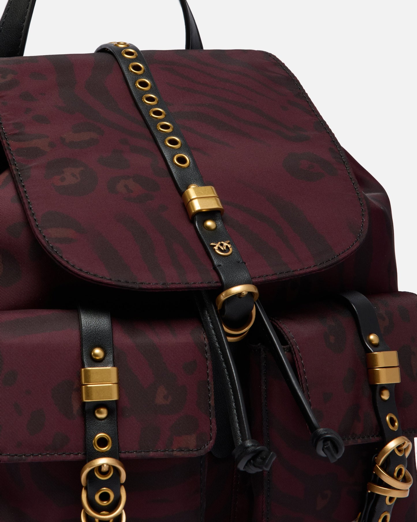 Medium nylon backpack with animal print
