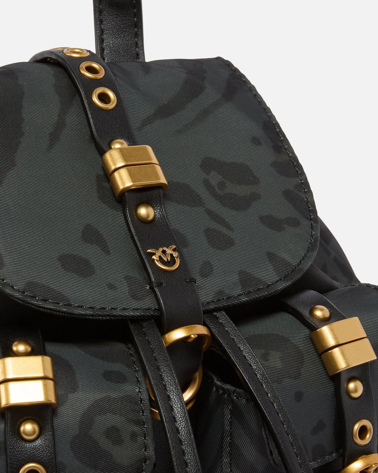 Small nylon backpack with animal print