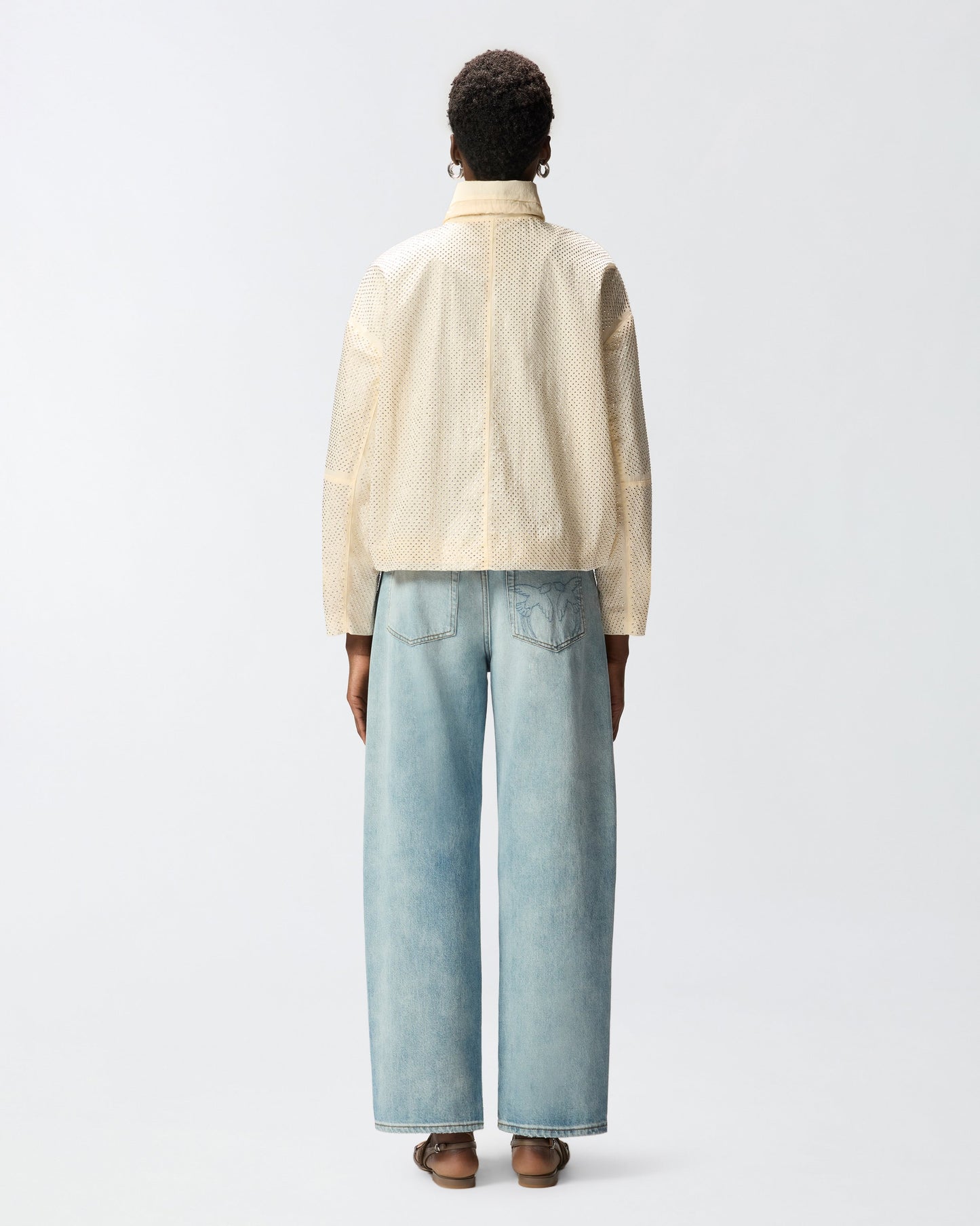 Blouson jacket with all-over micro studs