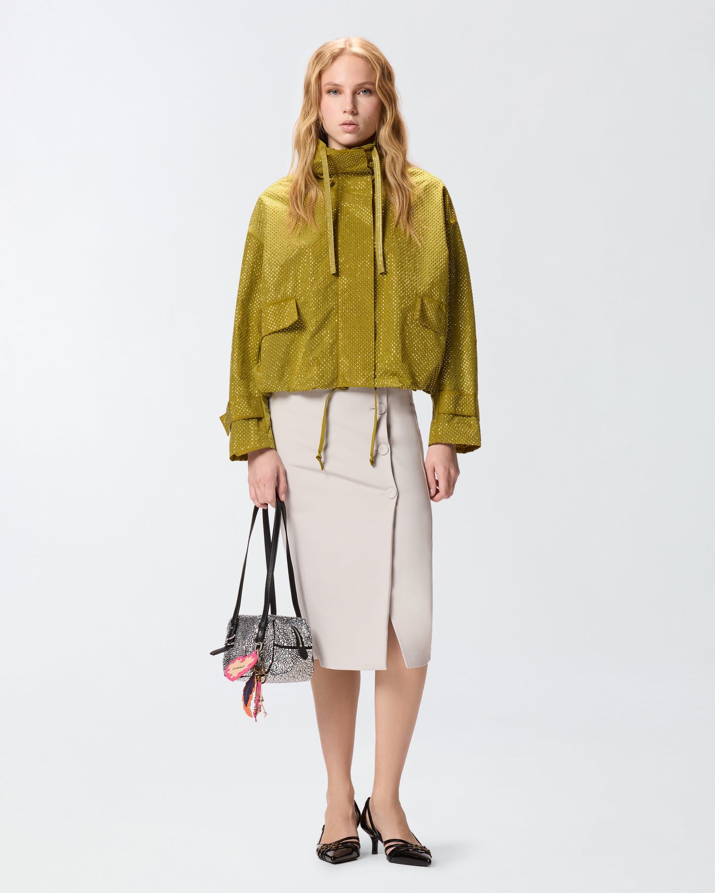 Blouson jacket with all-over micro studs