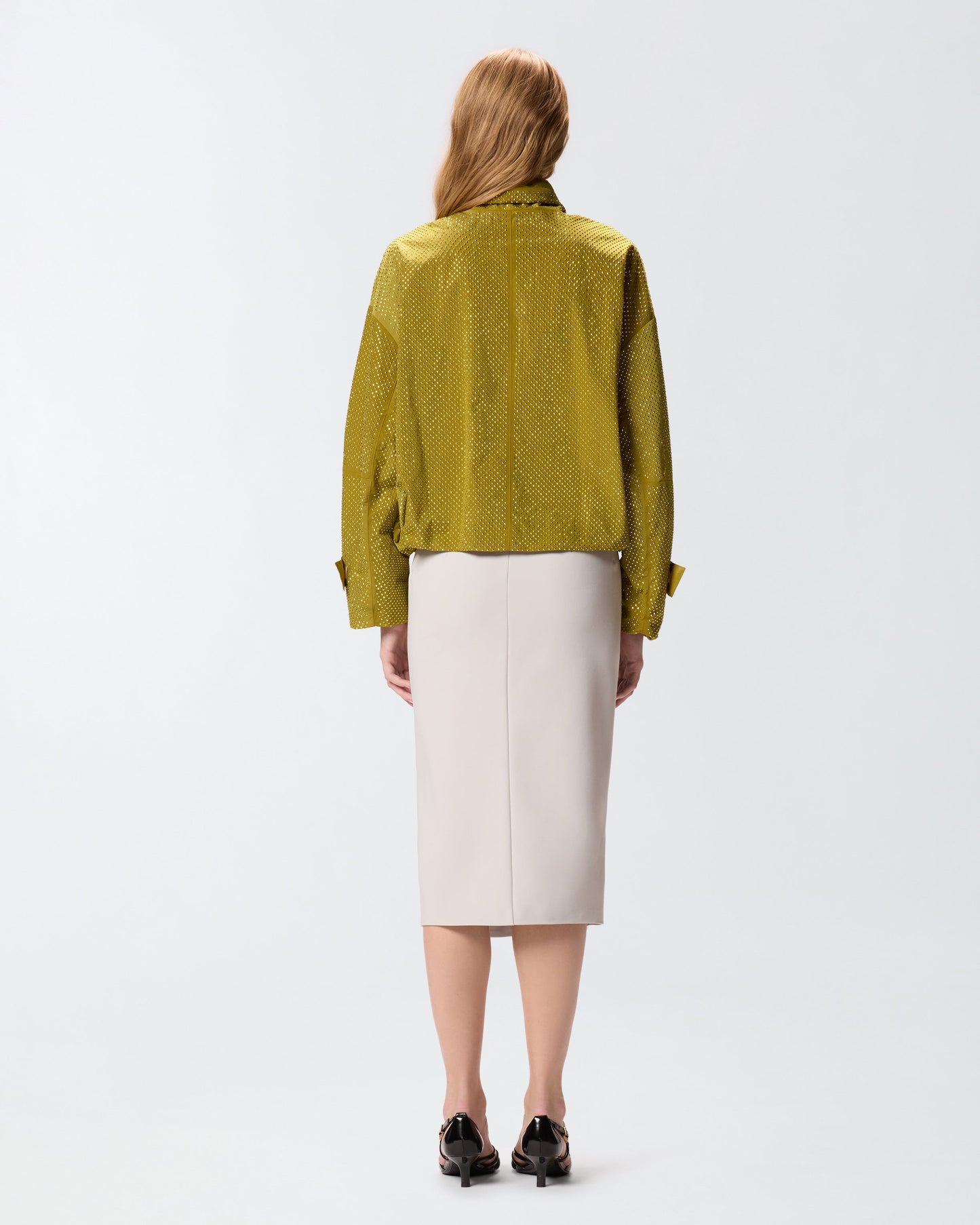 Blouson jacket with all-over micro studs