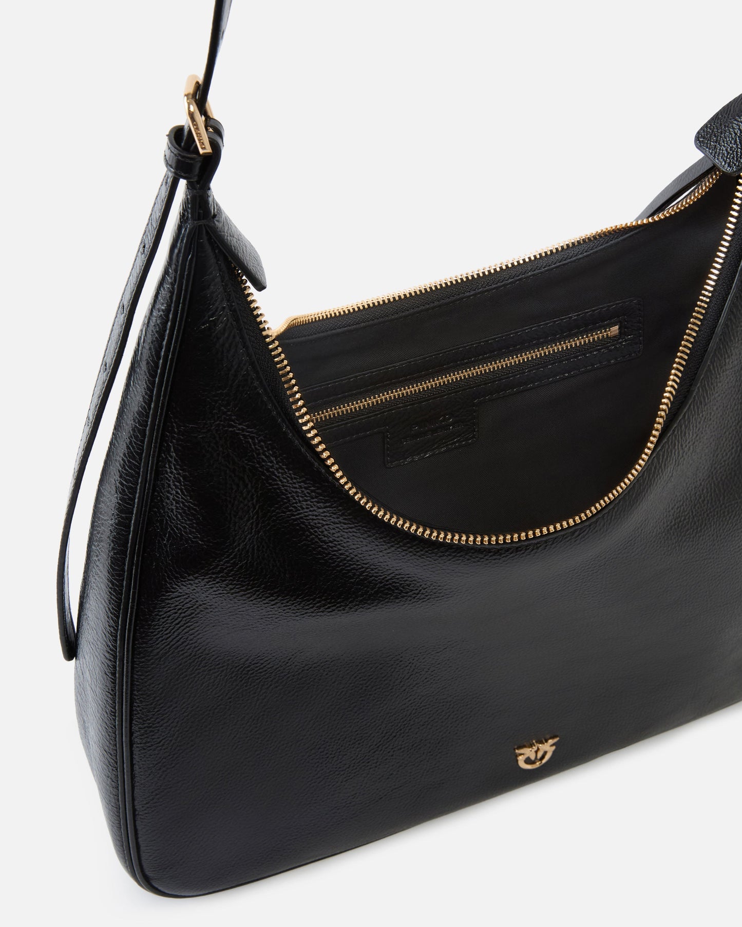 Miss logo medium hobo shoulder bag in shiny leather