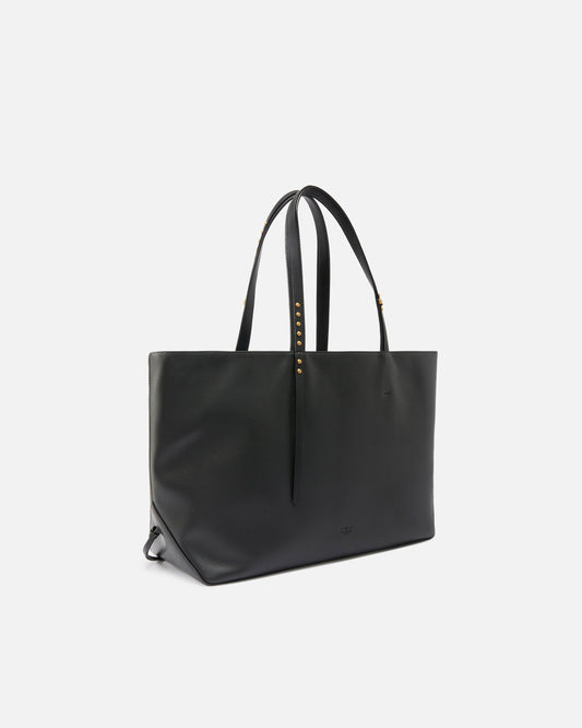 Medium leather shopper bag with metal details