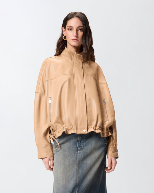 Nappa leather blouson jacket
