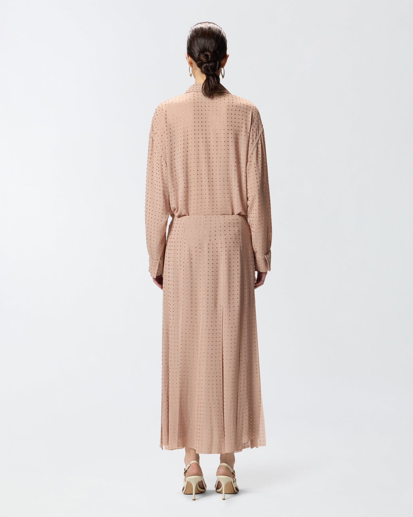 Midi skirt with fringes and rhinestones