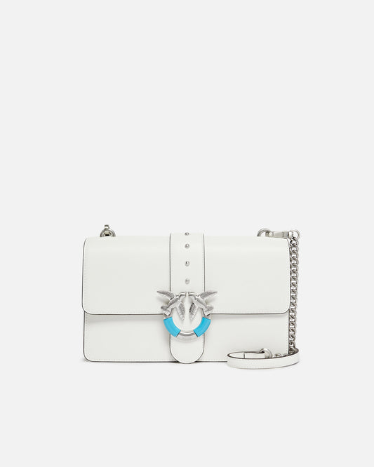 Love Bag One medium shoulder bag in leather with turquoise buckle