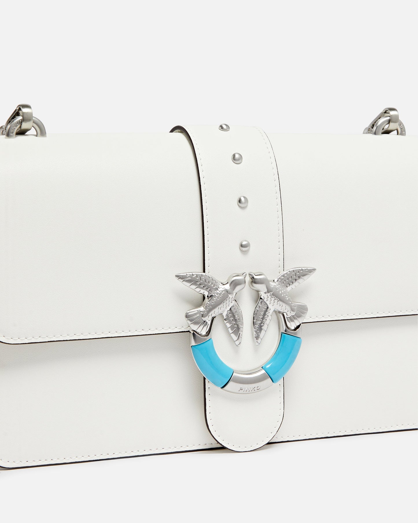 Love Bag One medium shoulder bag in leather with turquoise buckle