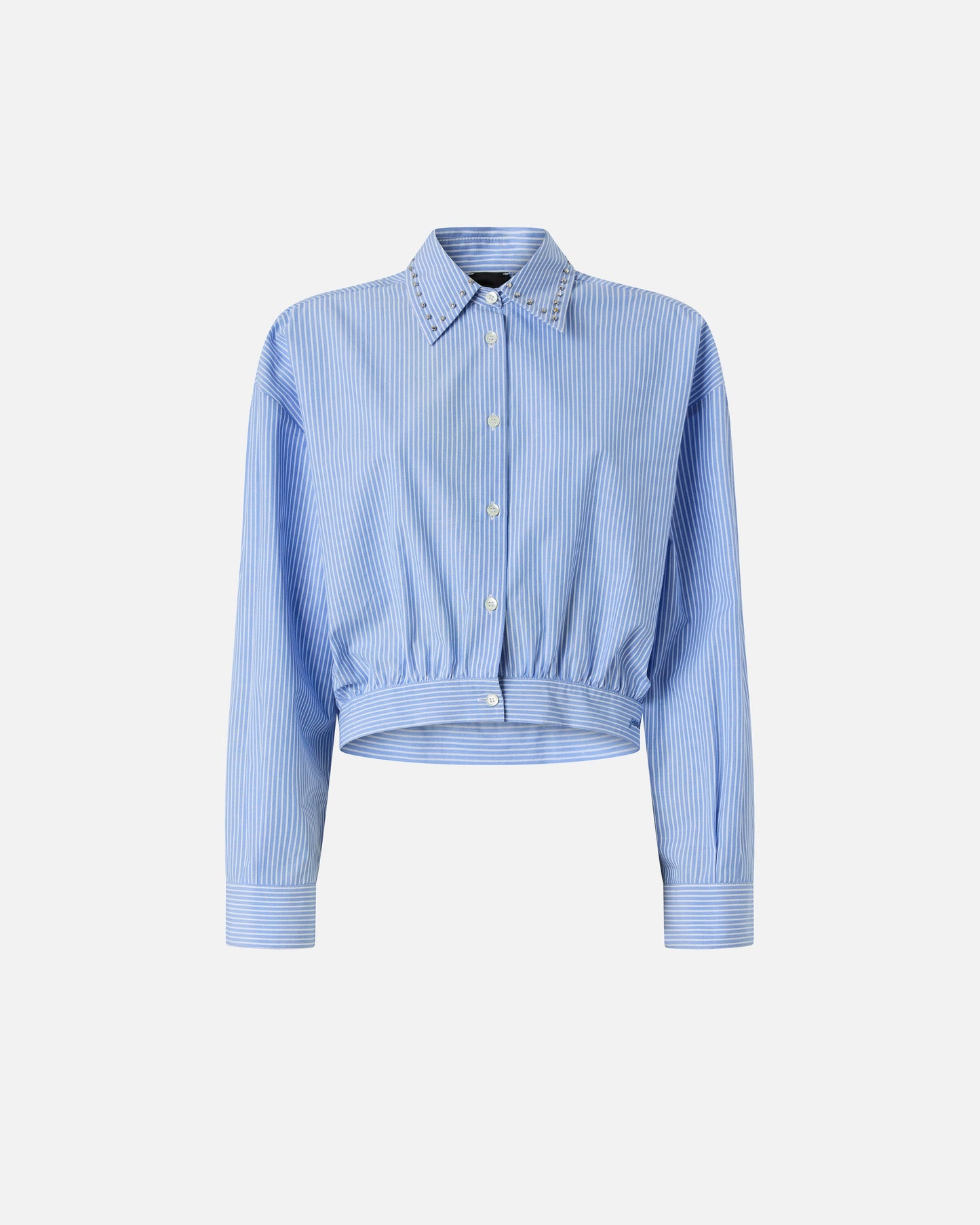 Cropped striped shirt with jewel collar