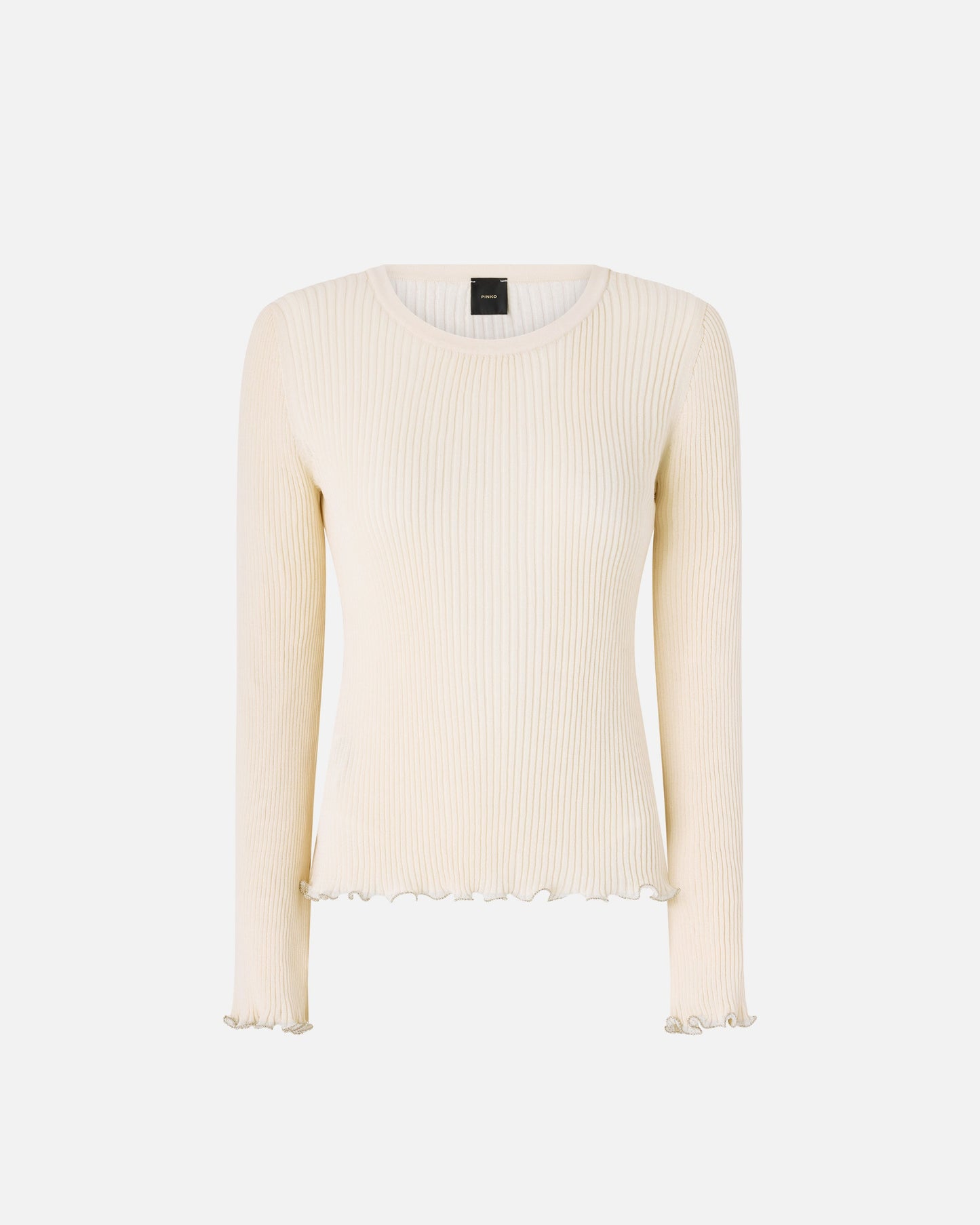 Ribbed sweater with jewel edges