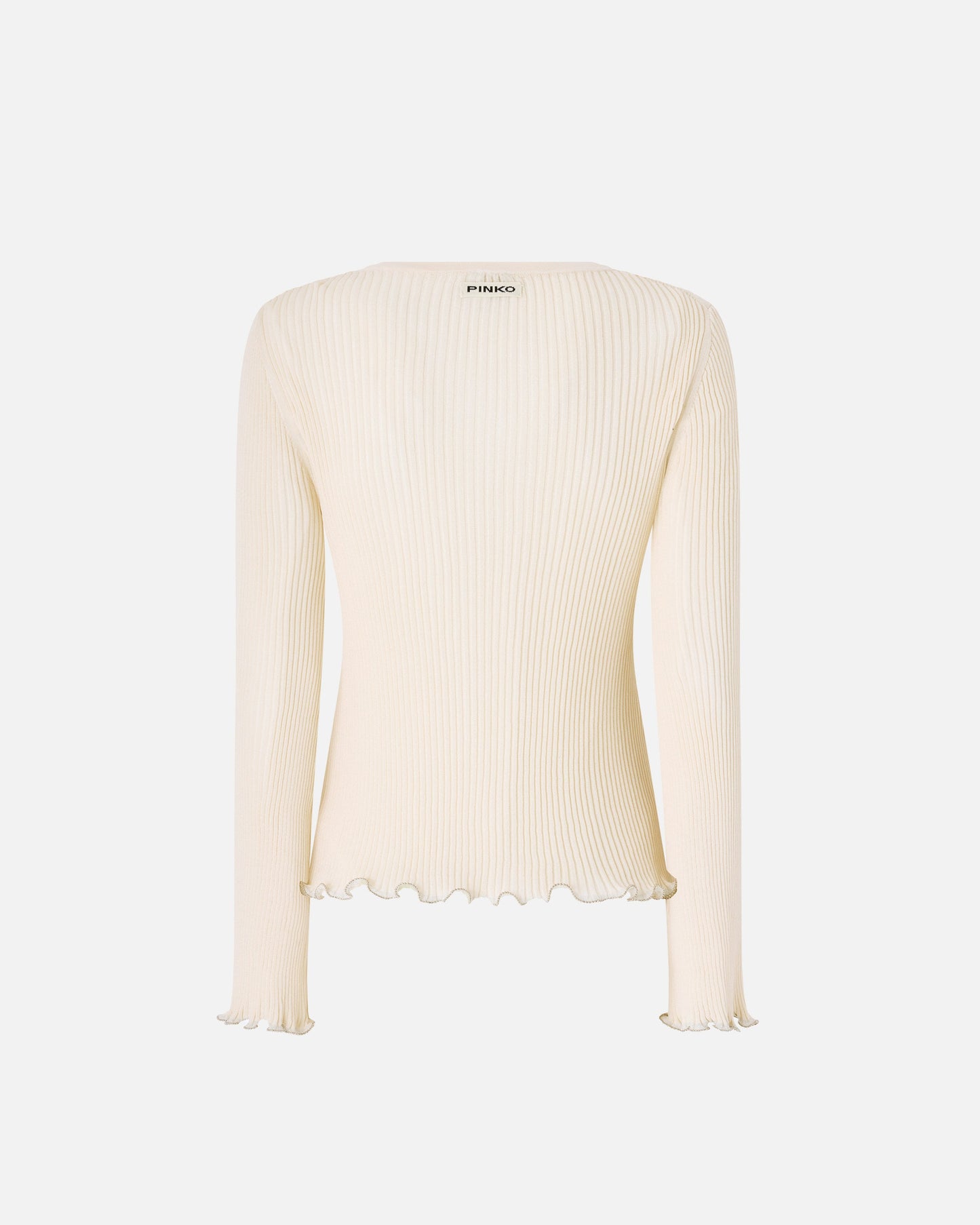 Ribbed sweater with jewel edges