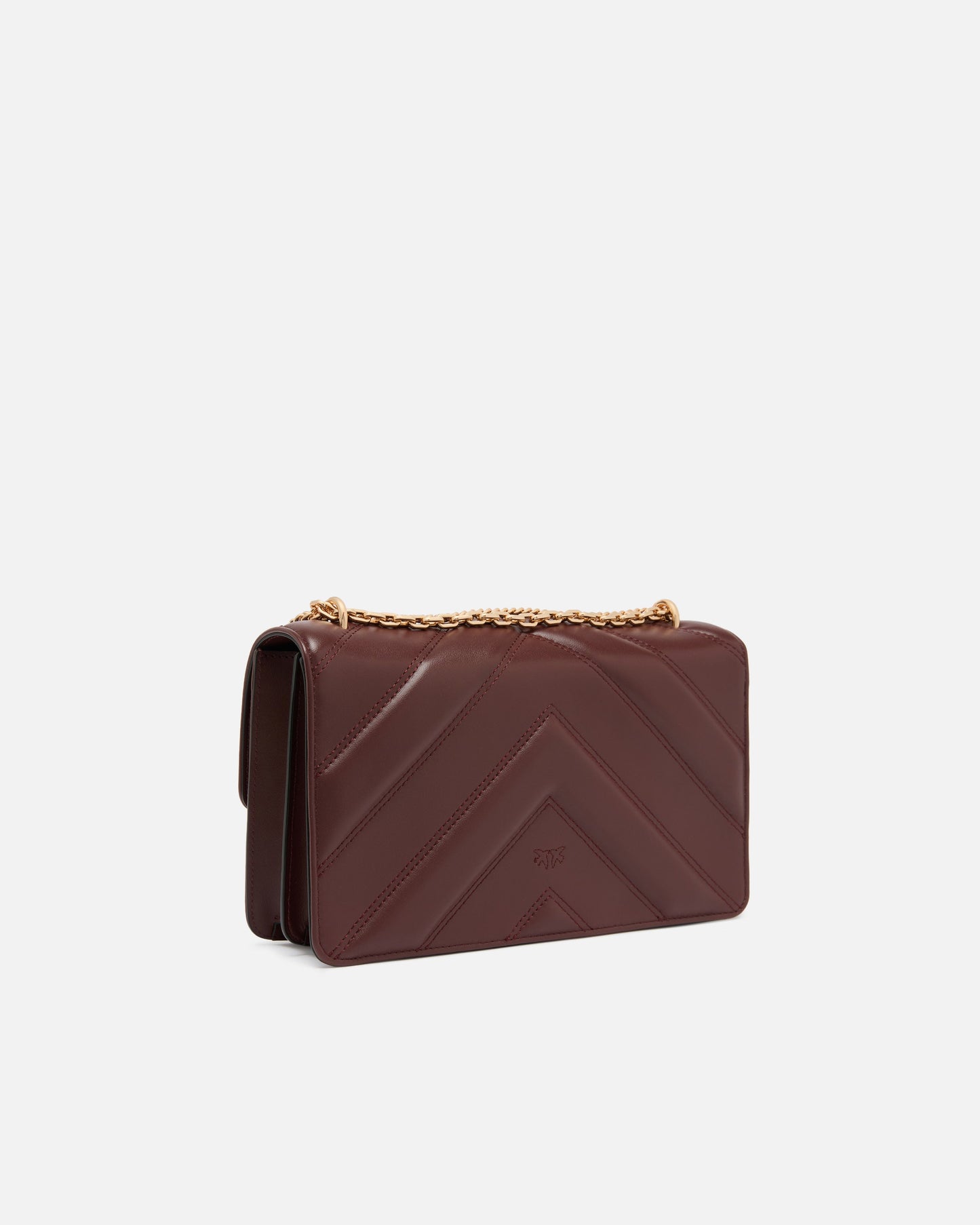 Love Bag One medium shoulder bag in chevron leather and nappa with triple chain