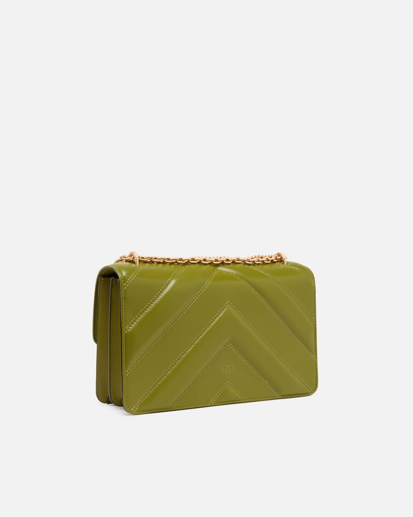 Love Bag One medium shoulder bag in chevron leather and nappa with triple chain