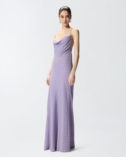 Long slip dress with rhinestones