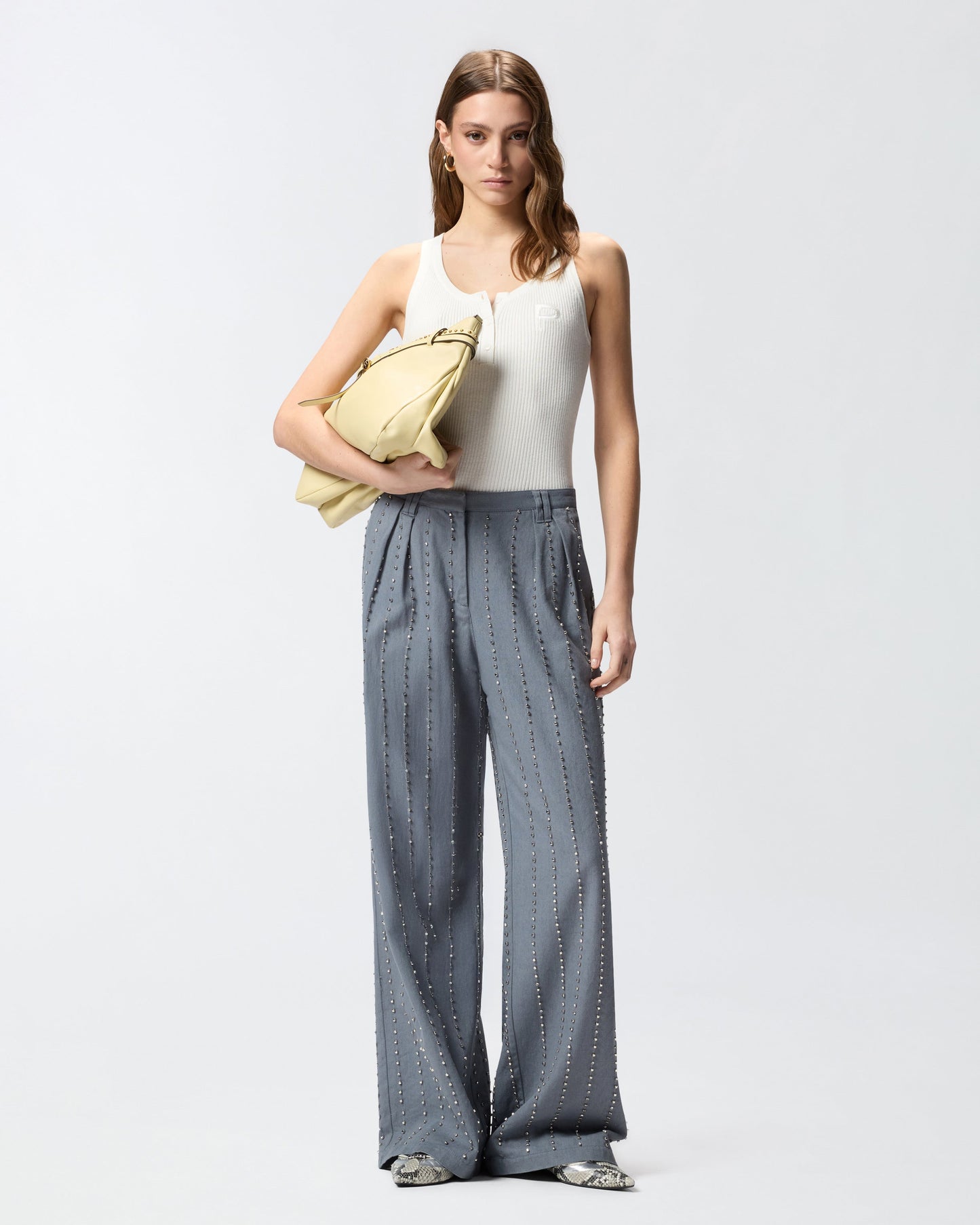 Ribbed sleeveless top with monogram