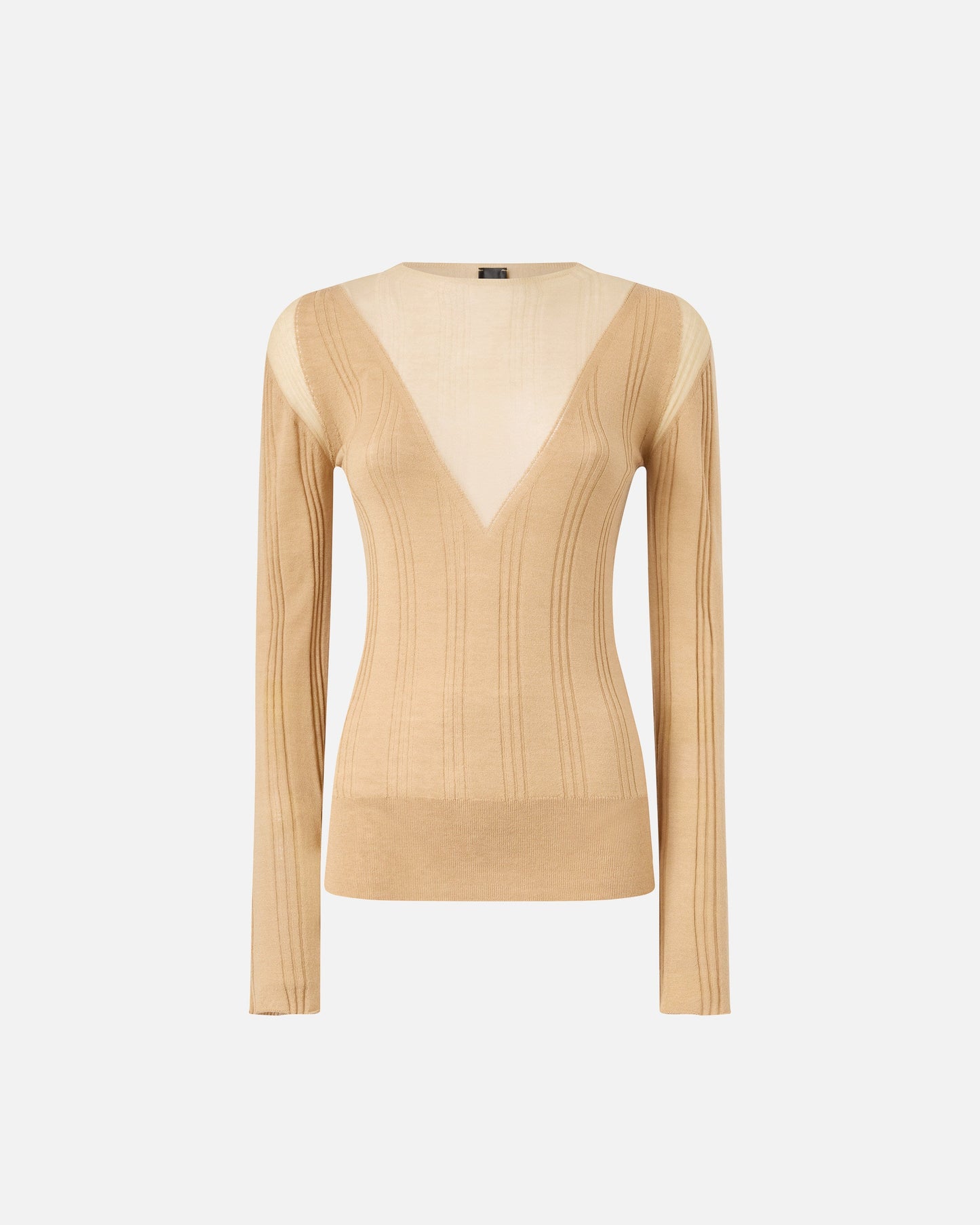 Lightweight ribbed sweater with sheer details