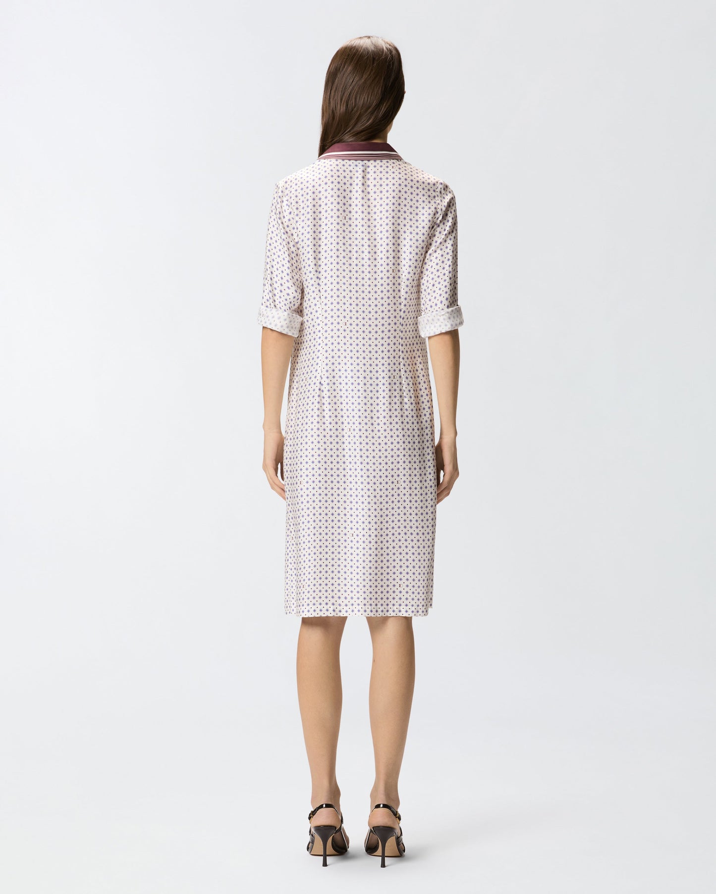 Midi shirt dress with tie print
