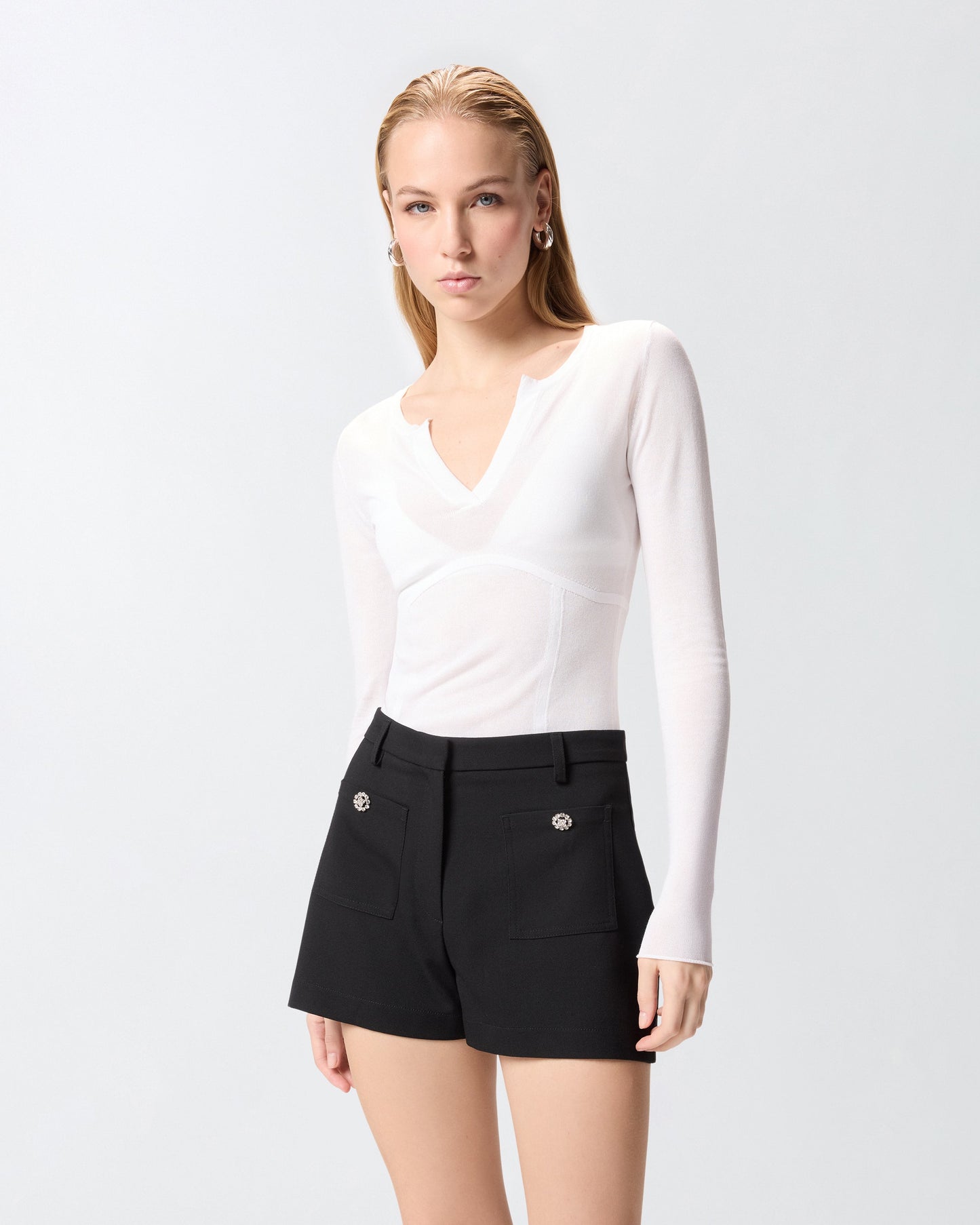 Sweater with open V-neck